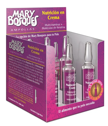 M.BOSQUES Nutricion en Crema-multivitaminas + keratina-ampolla x 10 ml.-caja x 6 u.-