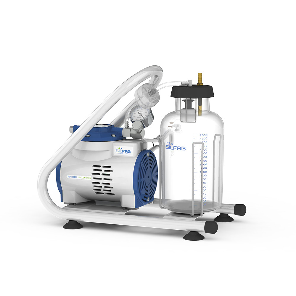 Aspirador de uso continuo SILFAB Blanco 220V/50Hz, frasco de 2 litros, con vacuómetro
