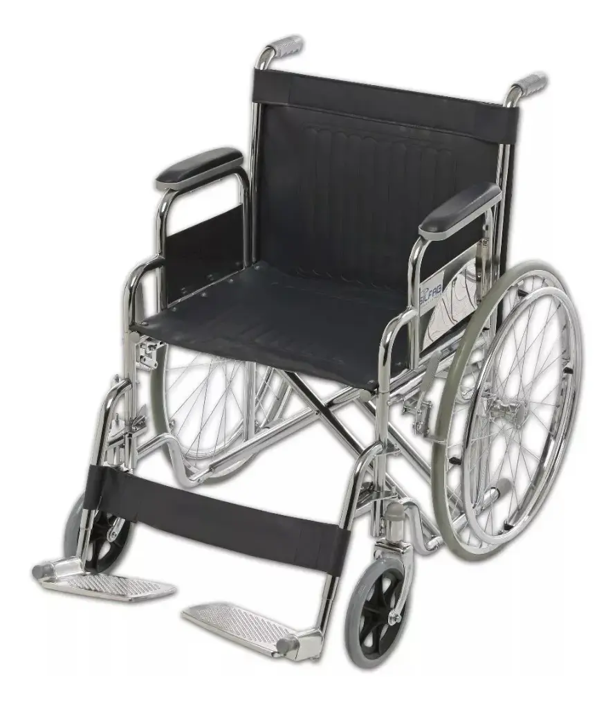 Silla de ruedas cromada con doble cruceta