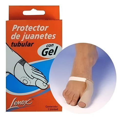 PROTECTOR DE JUANETES TUBULAR CON INTERIOR DE GEL CON BANDA ELASTICA. Para dedo gordo y chico. Caja x 1 unidad, tamaño extra grande 