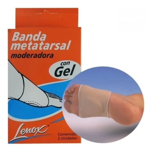 BANDA METATARSAL MODERADORA. Oliva gel revestida caja x 2 unidades, tamaño mediano