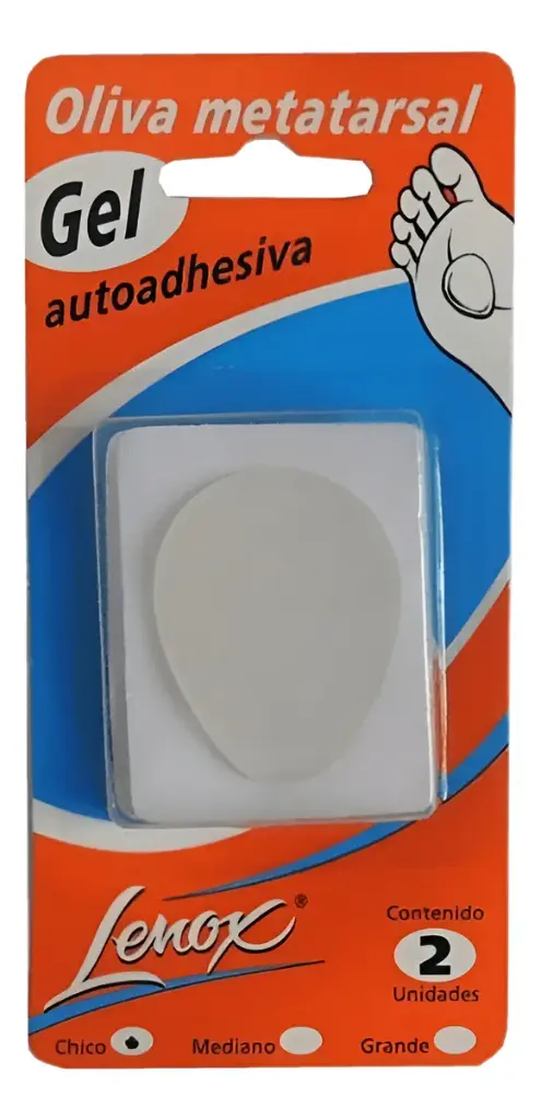 OLIVA METATARSAL AUTOADHESIVA DE GEL. Blister x 2 unidades, tamaño chico