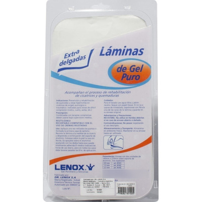 LAMINAS DE GEL PURO EXTRA DELGADAS (SIN TELA). ENVASE X 2 Unid. 14,5 x 27,5cm. Tamaño 6= 2,2mm