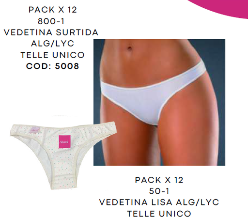 [BR5001] VEDETINA LISA ALG/LYC - KIT X 12 UNI    (Precio x unidad)