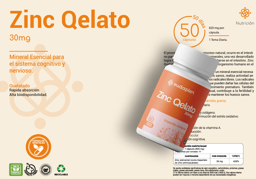 [BR24006] ZINC QELATO - 30mg x 50 capsulas vegetal