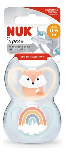 [DF.NUK 10730902] Set de 2 Chup. Space 0-6 meses Zorro/Arco Iris