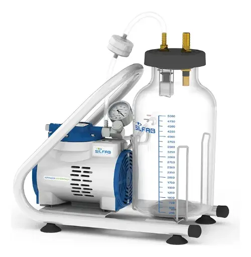 [DF.SIL N38V] Aspirador de uso continuo SILFAB Blanco 220V/50Hz, frasco de 5 litros, con vacuómetro