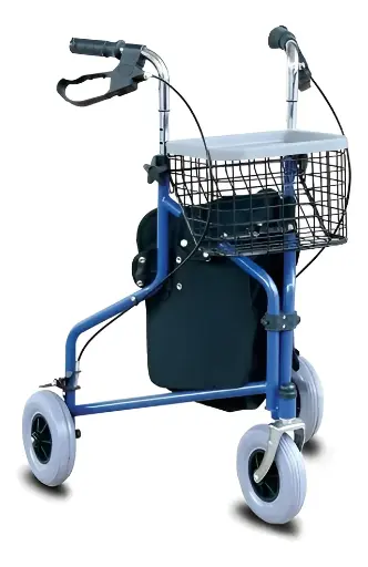 [DF.SIL A3020B] Andador Rollator de 3 ruedas TRP 8" con Canasto, Bolso y Bandeja