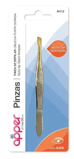 [DF.TA  A404] Pinza de depilar oblicua dorada en pote x 48 un.