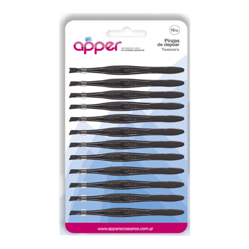 [DF.TA  A407] Pinza de depilar Negra Apper exhibidor x 12 un.