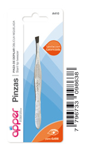 [DF.TA  A410] Pinza de depilar oblicua niquelada en blister