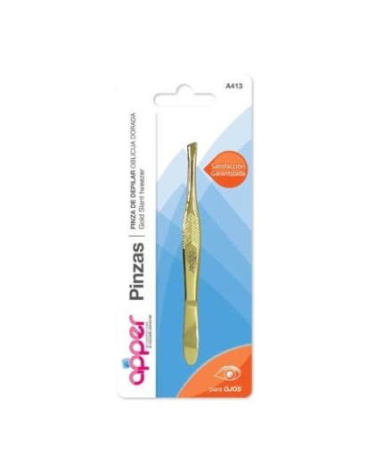 [DF.TA  A413] Pinza de depilar dorada oblicua en blister