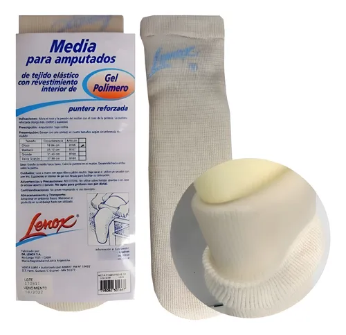 [DF.LE 8169] MEDIA PARA AMPUTADOS CON PUNTERA REFORZADA. ENVASE X 1 Unid. Extra grande